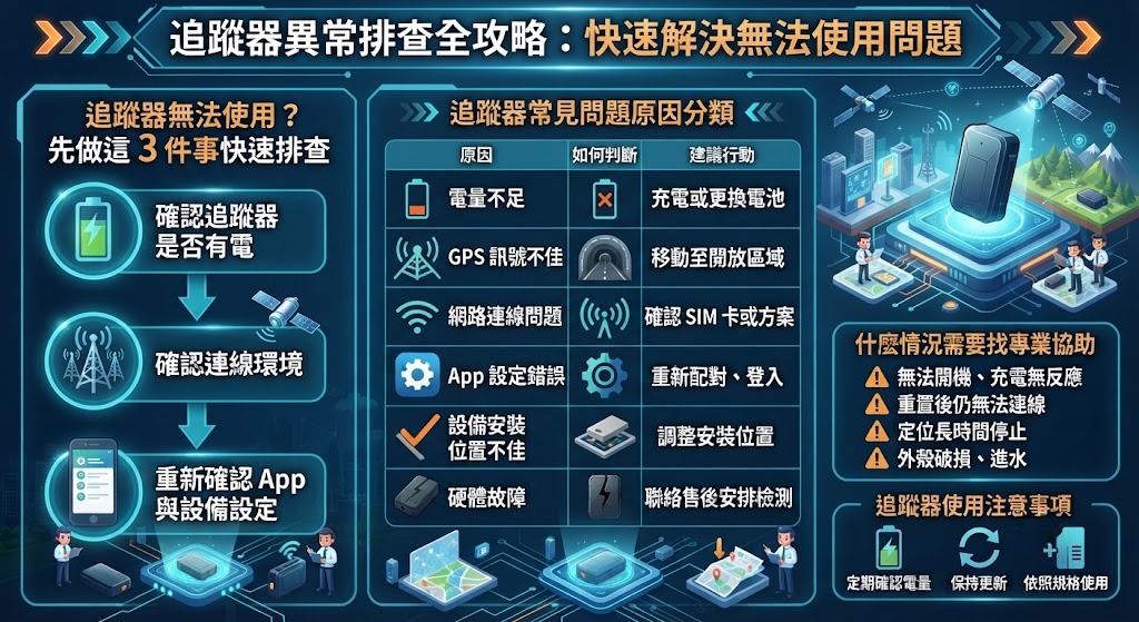 追蹤器無法正常使用怎麼辦?常見原因、排查流程與解決方法完整指南